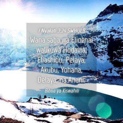 Picture 04 - 1 Nyakati 3:24 SWHULB - Wana saba wa Elioenai walikuwa Hodavia, - Bible Verse Picture