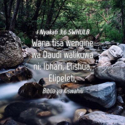 Picture 04 - 1 Nyakati 3:6 SWHULB - Wana tisa wengine wa Daudi walikuwa ni: Ibhari, - Bible Verse Picture