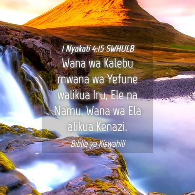 Picture 04 - 1 Nyakati 4:15 SWHULB - Wana wa Kalebu mwana wa Yefune walikua Iru, Ele - Bible Verse Picture