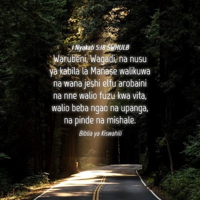 Picture 04 - 1 Nyakati 5:18 SWHULB - Warubeni, Wagadi, na nusu ya kabila la Manase - Bible Verse Picture