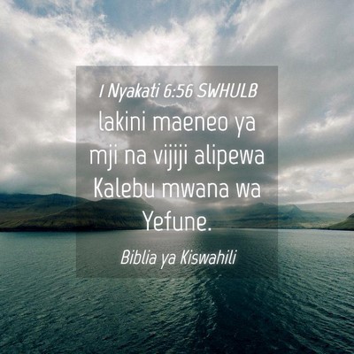 Picture 04 - 1 Nyakati 6:56 SWHULB - lakini maeneo ya mji na vijiji alipewa Kalebu - Bible Verse Picture
