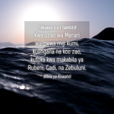 Picture 04 - 1 Nyakati 6:63 SWHULB - Kwa uzao wa Merari walipewa miji kumi, kulingana - Bible Verse Picture