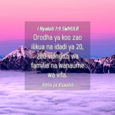 Picture 04 - 1 Nyakati 7:9 SWHULB - Orodha ya koo zao ilikua na idadi ya 20, 200 - Bible Verse Picture