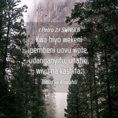 Picture 04 - 1 Petro 2:1 SWHULB - Kwa hiyo wekeni pembeni uovu wote, udanganyifu, - Bible Verse Picture