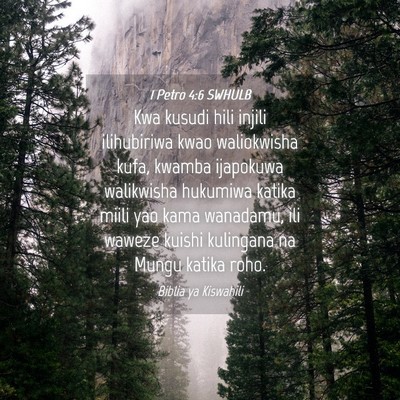 Picture 04 - 1 Petro 4:6 SWHULB - Kwa kusudi hili injili ilihubiriwa kwao - Bible Verse Picture