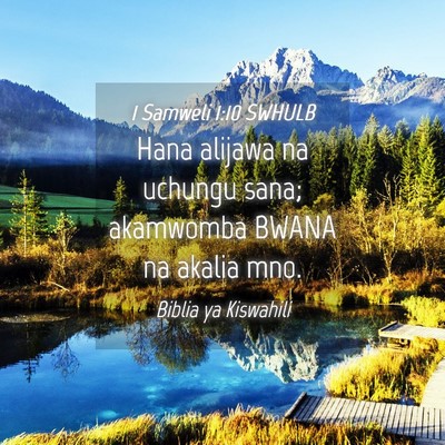Picture 04 - 1 Samweli 1:10 SWHULB - Hana alijawa na uchungu sana; akamwomba BWANA na - Bible Verse Picture
