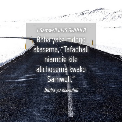 Picture 04 - 1 Samweli 10:15 SWHULB - Baba yake mdogo akasema, “Tafadhali niambie - Bible Verse Picture