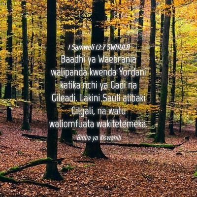 Picture 04 - 1 Samweli 13:7 SWHULB - Baadhi ya Waebrania walipanda kwenda Yordani - Bible Verse Picture