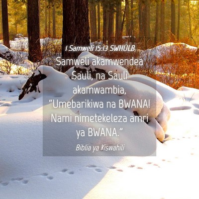 Picture 04 - 1 Samweli 15:13 SWHULB - Samweli akamwendea Sauli, na Sauli akamwambia, - Bible Verse Picture