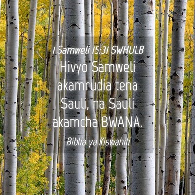 Picture 04 - 1 Samweli 15:31 SWHULB - Hivyo Samweli akamrudia tena Sauli, na Sauli - Bible Verse Picture