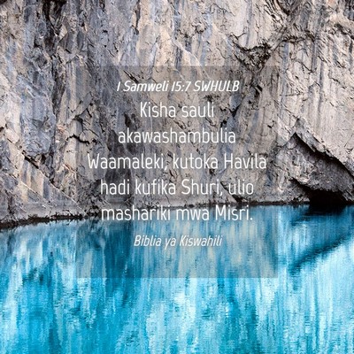 Picture 04 - 1 Samweli 15:7 SWHULB - Kisha sauli akawashambulia Waamaleki, kutoka - Bible Verse Picture