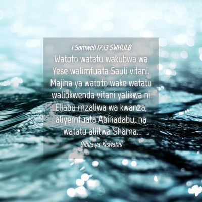 Picture 04 - 1 Samweli 17:13 SWHULB - Watoto watatu wakubwa wa Yese walimfuata Sauli - Bible Verse Picture