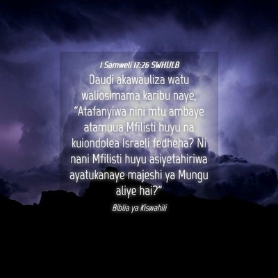 Picture 04 - 1 Samweli 17:26 SWHULB - Daudi akawauliza watu waliosimama karibu naye, - Bible Verse Picture