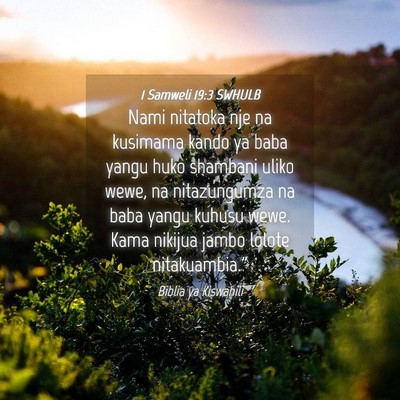 Picture 04 - 1 Samweli 19:3 SWHULB - Nami nitatoka nje na kusimama kando ya baba yangu - Bible Verse Picture