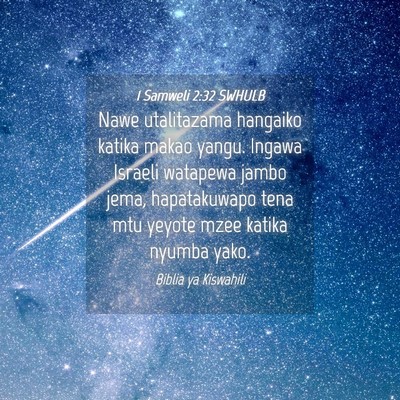Picture 04 - 1 Samweli 2:32 SWHULB - Nawe utalitazama hangaiko katika makao yangu. - Bible Verse Picture