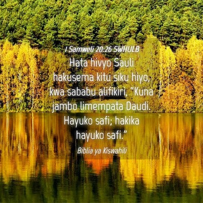 Picture 04 - 1 Samweli 20:26 SWHULB - Hata hivyo Sauli hakusema kitu siku hiyo, kwa - Bible Verse Picture