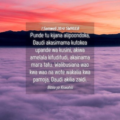 Picture 04 - 1 Samweli 20:41 SWHULB - Punde tu kijana alipoondoka, Daudi akasimama - Bible Verse Picture