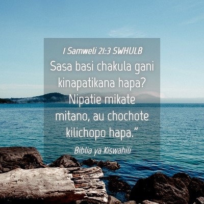 Picture 04 - 1 Samweli 21:3 SWHULB - Sasa basi chakula gani kinapatikana hapa? Nipatie - Bible Verse Picture