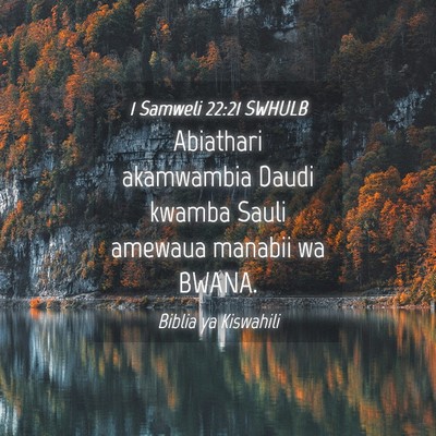 Picture 04 - 1 Samweli 22:21 SWHULB - Abiathari akamwambia Daudi kwamba Sauli amewaua - Bible Verse Picture