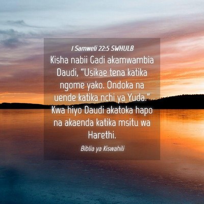 Picture 04 - 1 Samweli 22:5 SWHULB - Kisha nabii Gadi akamwambia Daudi, “Usikae tena - Bible Verse Picture