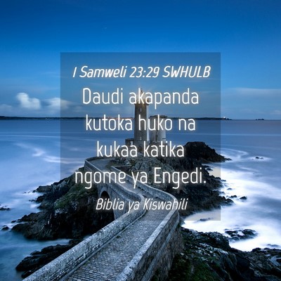Picture 04 - 1 Samweli 23:29 SWHULB - Daudi akapanda kutoka huko na kukaa katika ngome - Bible Verse Picture