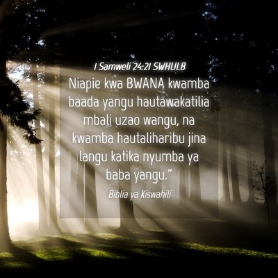 Picture 04 - 1 Samweli 24:21 SWHULB - Niapie kwa BWANA kwamba baada yangu - Bible Verse Picture