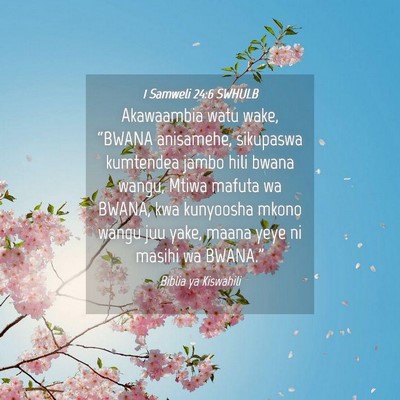 Picture 04 - 1 Samweli 24:6 SWHULB - Akawaambia watu wake, “BWANA anisamehe, - Bible Verse Picture