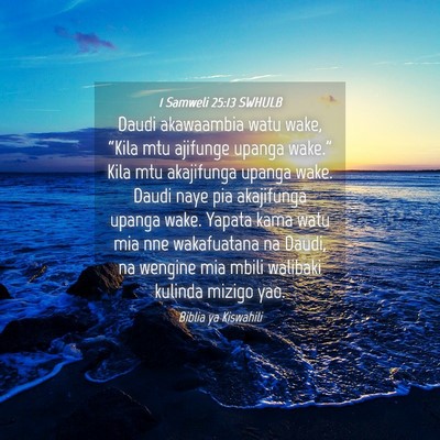 Picture 04 - 1 Samweli 25:13 SWHULB - Daudi akawaambia watu wake, “Kila mtu ajifunge - Bible Verse Picture