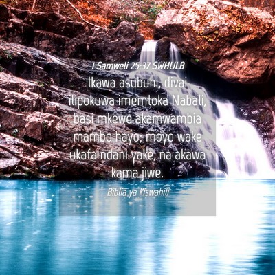 Picture 04 - 1 Samweli 25:37 SWHULB - Ikawa asubuhi, divai ilipokuwa imemtoka Nabali, - Bible Verse Picture