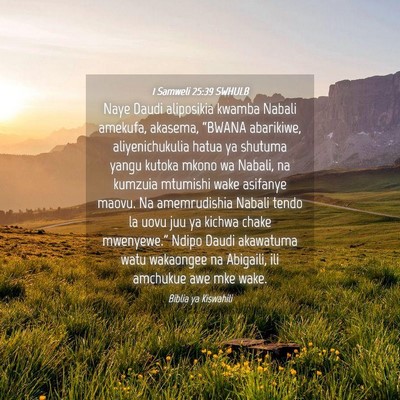 Picture 04 - 1 Samweli 25:39 SWHULB - Naye Daudi aliposikia kwamba Nabali amekufa, - Bible Verse Picture