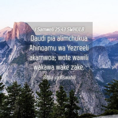 Picture 04 - 1 Samweli 25:43 SWHULB - Daudi pia alimchukua Ahinoamu wa Yezreeli - Bible Verse Picture