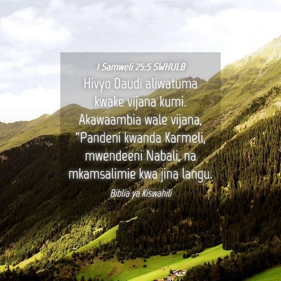 Picture 04 - 1 Samweli 25:5 SWHULB - Hivyo Daudi aliwatuma kwake vijana kumi. - Bible Verse Picture