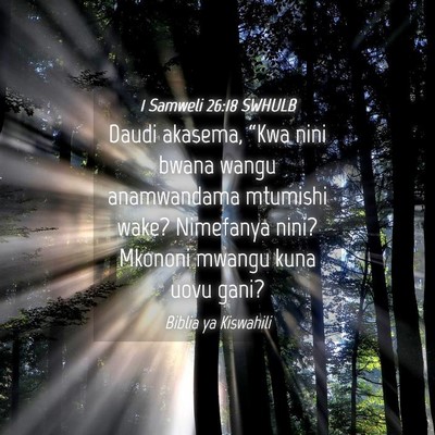 Picture 04 - 1 Samweli 26:18 SWHULB - Daudi akasema, “Kwa nini bwana wangu - Bible Verse Picture