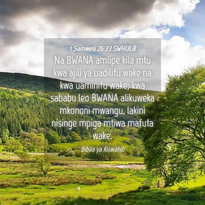 Picture 04 - 1 Samweli 26:23 SWHULB - Na BWANA amlipe kila mtu kwa ajili ya uadilifu - Bible Verse Picture