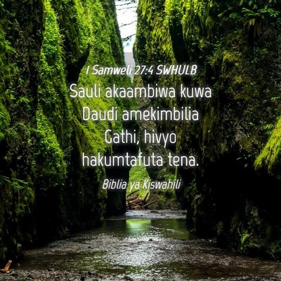 Picture 04 - 1 Samweli 27:4 SWHULB - Sauli akaambiwa kuwa Daudi amekimbilia Gathi, - Bible Verse Picture