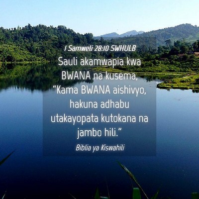 Picture 04 - 1 Samweli 28:10 SWHULB - Sauli akamwapia kwa BWANA na kusema, “Kama - Bible Verse Picture