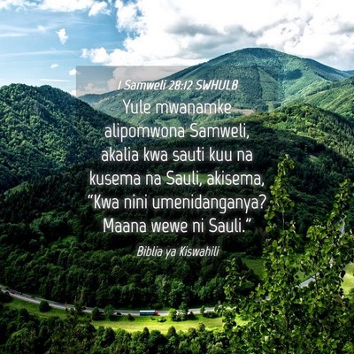 Picture 04 - 1 Samweli 28:12 SWHULB - Yule mwanamke alipomwona Samweli, akalia kwa - Bible Verse Picture