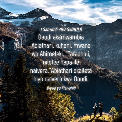 Picture 04 - 1 Samweli 30:7 SWHULB - Daudi akamwambia Abiathari, kuhani, mwana wa - Bible Verse Picture