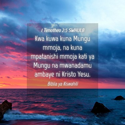Picture 04 - 1 Timotheo 2:5 SWHULB - Kwa kuwa kuna Mungu mmoja, na kuna mpatanishi - Bible Verse Picture