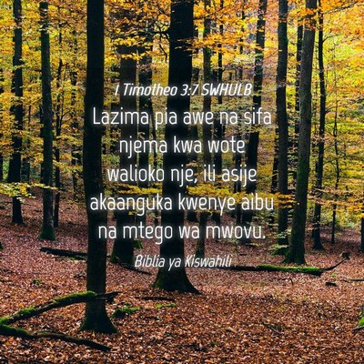 Picture 04 - 1 Timotheo 3:7 SWHULB - Lazima pia awe na sifa njema kwa wote walioko - Bible Verse Picture