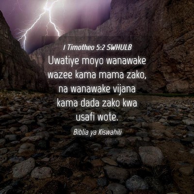 Picture 04 - 1 Timotheo 5:2 SWHULB - Uwatiye moyo wanawake wazee kama mama zako, na - Bible Verse Picture