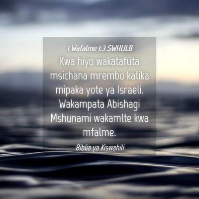Picture 04 - 1 Wafalme 1:3 SWHULB - Kwa hiyo wakatafuta msichana mrembo katika mipaka - Bible Verse Picture