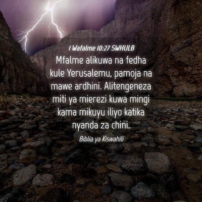 Picture 04 - 1 Wafalme 10:27 SWHULB - Mfalme alikuwa na fedha kule Yerusalemu, pamoja - Bible Verse Picture