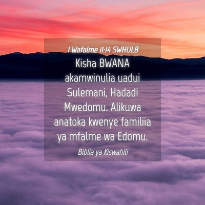 Picture 04 - 1 Wafalme 11:14 SWHULB - Kisha BWANA akamwinulia uadui Sulemani, Hadadi - Bible Verse Picture