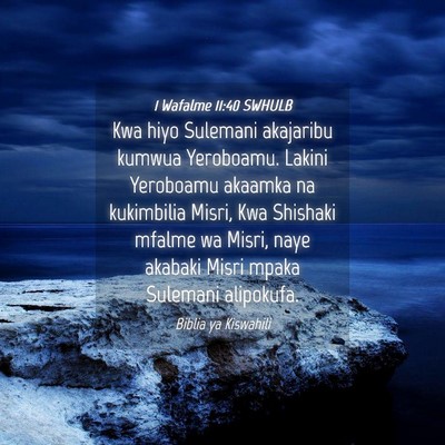 Picture 04 - 1 Wafalme 11:40 SWHULB - Kwa hiyo Sulemani akajaribu kumwua Yeroboamu. - Bible Verse Picture