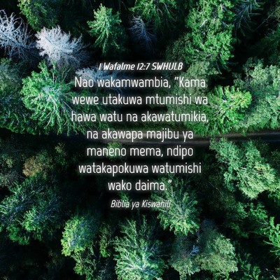 Picture 04 - 1 Wafalme 12:7 SWHULB - Nao wakamwambia, “Kama wewe utakuwa mtumishi wa - Bible Verse Picture