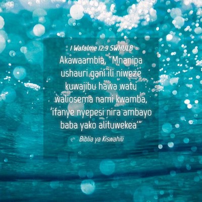 Picture 04 - 1 Wafalme 12:9 SWHULB - Akawaambia, “Mnanipa ushauri gani ili niweze - Bible Verse Picture