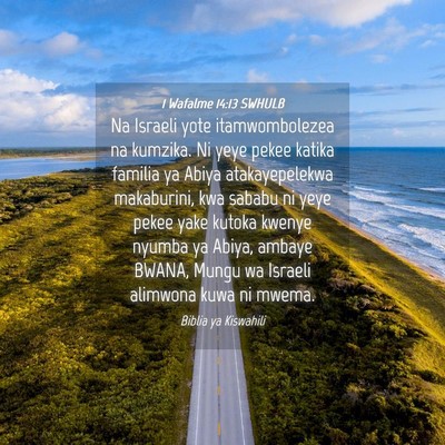 Picture 04 - 1 Wafalme 14:13 SWHULB - Na Israeli yote itamwombolezea na kumzika. Ni - Bible Verse Picture