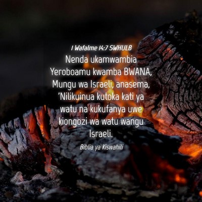 Picture 04 - 1 Wafalme 14:7 SWHULB - Nenda ukamwambia Yeroboamu kwamba BWANA, Mungu wa - Bible Verse Picture