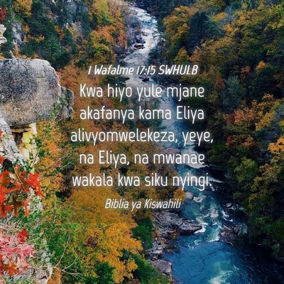 Picture 04 - 1 Wafalme 17:15 SWHULB - Kwa hiyo yule mjane akafanya kama Eliya - Bible Verse Picture